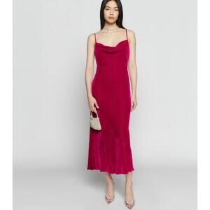 NWT Reformation Salamanca Slip Dress Midi Drape Rhubarb Velvet sz 6